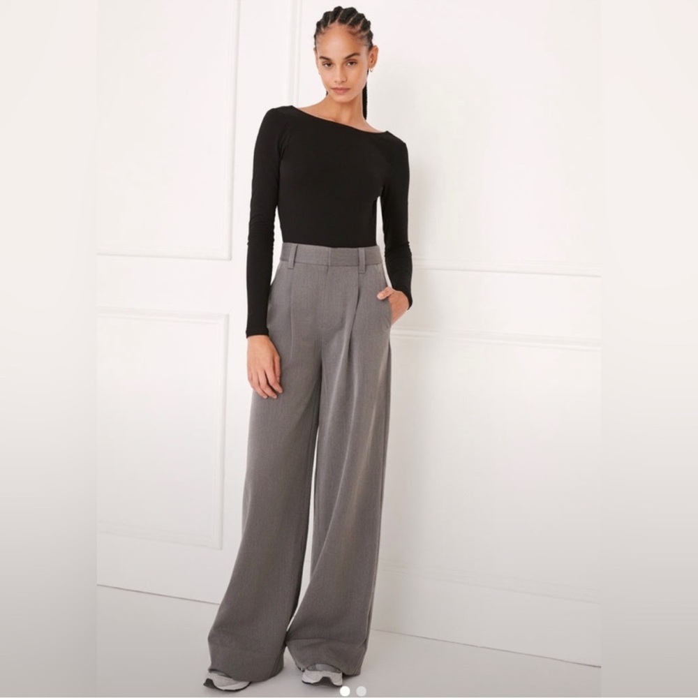 Something Navy | Melange High Waisted Wide Leg Pants in Charcoal NWT